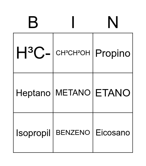 QUIMICA Bingo Card