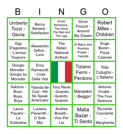 Bingo D'Italia Bingo Card