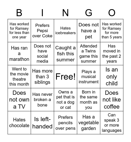 Untitled Bingo Card