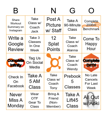 Orangetheory Fitness - Columbia Pike Bingo Card