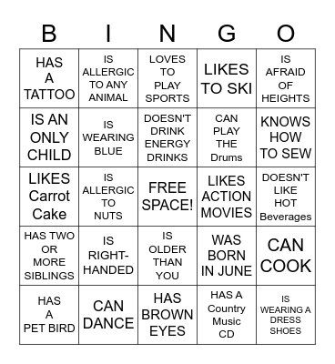 All Staff Meeting Ice Breaker BINGO Card