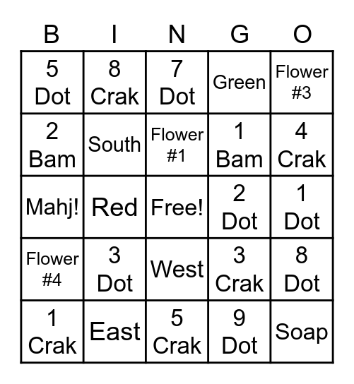 Mahjongg Bingo! Bingo Card