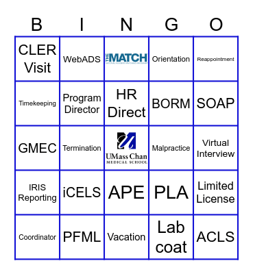 GME Bingo Card