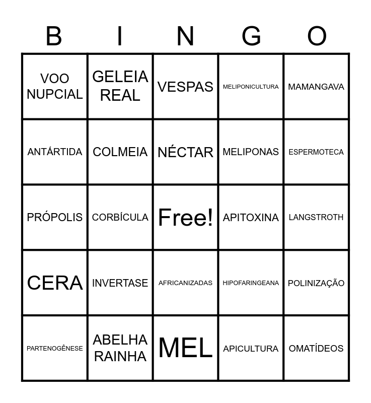 O MUNDO DAS ABELHAS Bingo Card