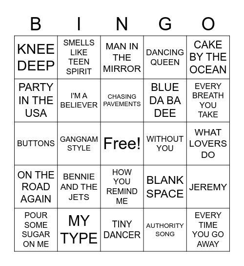 SONGS WITH MISHEARD LYRICS Bingo Card