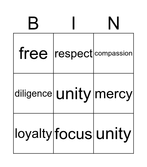 Respect Bingo Card