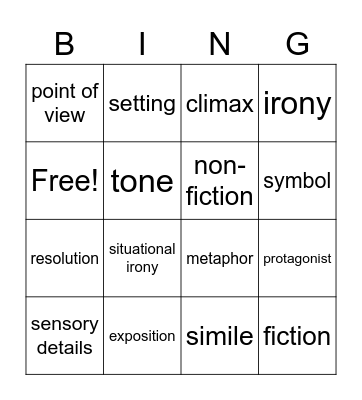 Unit 1 Vocabulary Bingo Card