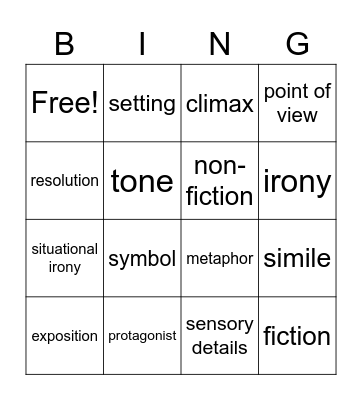 Unit 1 Vocabulary Bingo Card