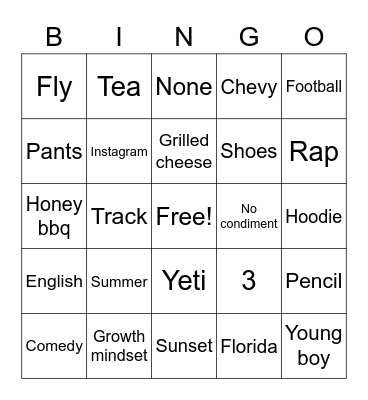 Hhollywood.Dj bingo card Bingo Card