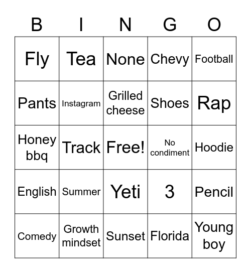 Hhollywood.Dj bingo card Bingo Card