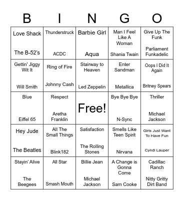 Song-Go! Songs You NEED To Know Bingo Card