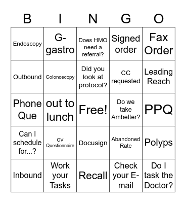 Scheduling Bingo Card