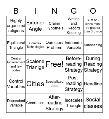 7B Week in Review, 10-9-15 Bingo Card