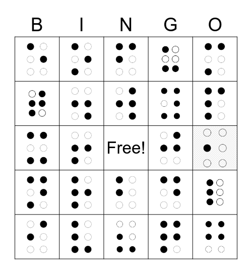 Braille Bingo: Alphabet WS and Punctuation Bingo Card