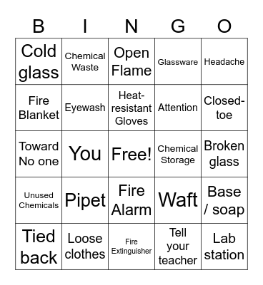 Lab Safety Bingo Card