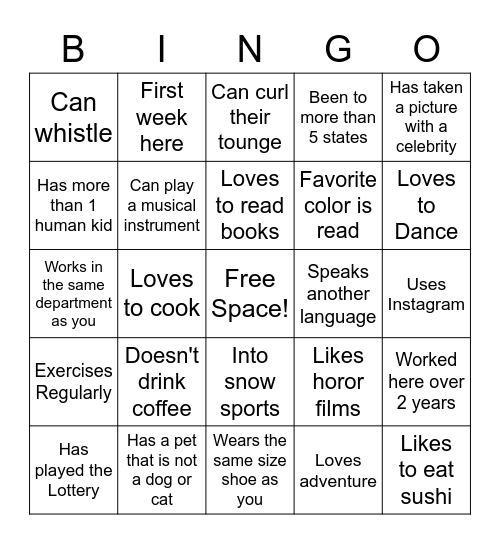 Find someone who... Bingo Card