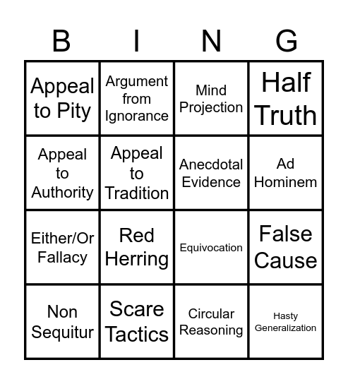 Fallacy Bingo Card