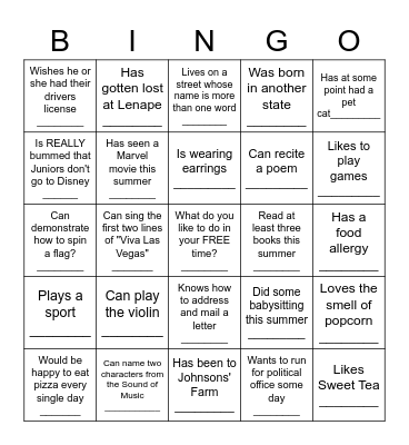 Rachel's Sweet 16 - Icebreaker BINGO Card