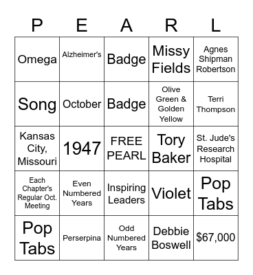 Alpha Delta Kappa Bingo Card