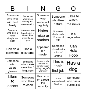 Ice Breaker!! Bingo Card