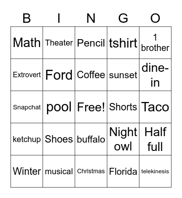 Untitled Bingo Card