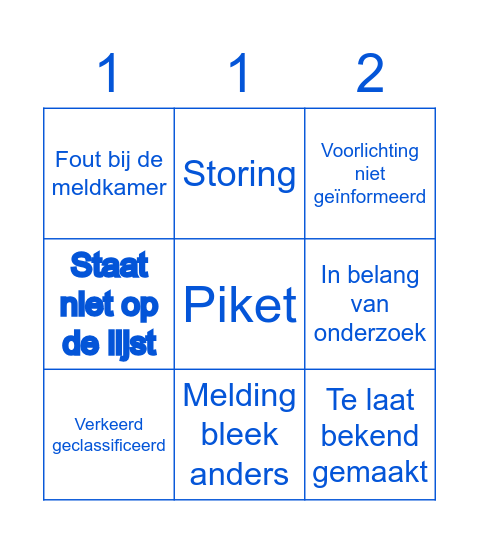 Geen / te laat persalarm (Bingo Editie) Bingo Card