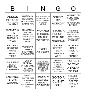BUSY SEASON BINGO! Bingo Card