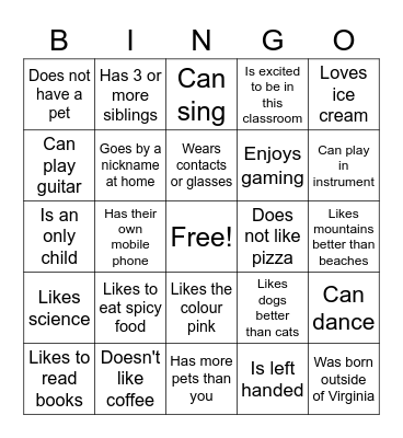 Get to know Bingo Card