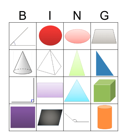 Geometri Bingo Card
