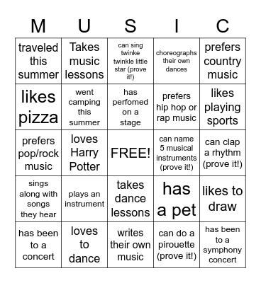 Find a classmate who... Bingo Card