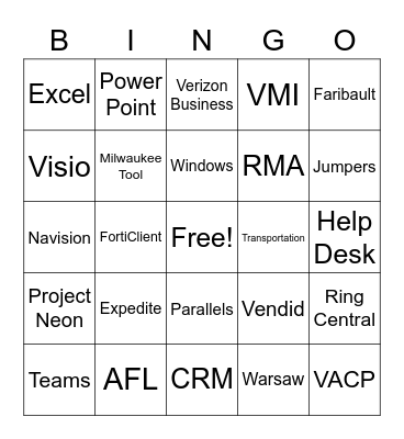 Customer Service Week Bingo Card