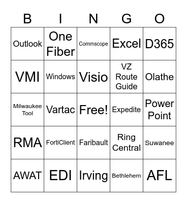 Customer Service Week Bingo Card