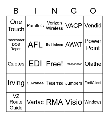 Customer Service Week Bingo Card