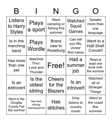 Commons 205 Bingo Bazzinga! Bingo Card