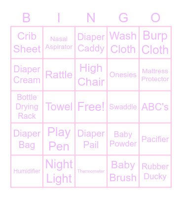 Baby Shower Bingo Card