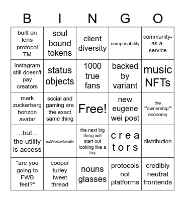 consumer social bingo Card