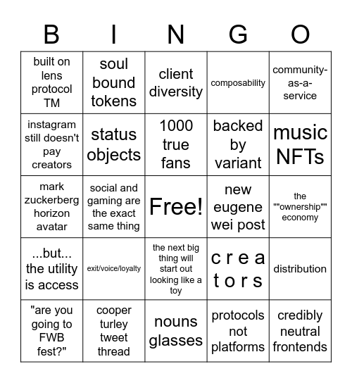 consumer social bingo Card