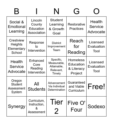 IRISH Acronym Bingo!!! Bingo Card