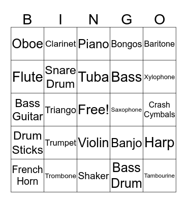 Music Bingo Card