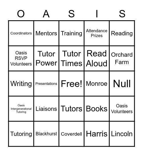 St. Charles 25th Bingo Card