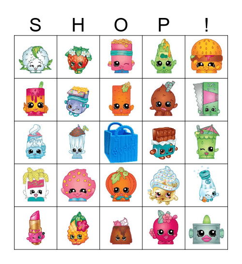 SHOPKINS Bingo Card