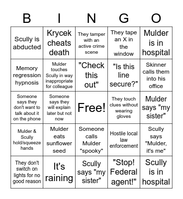 X-Files Bingo Card