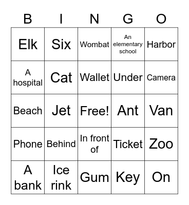 C5 Lesson 20 Bingo Card