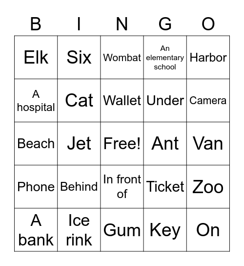 C5 Lesson 20 Bingo Card