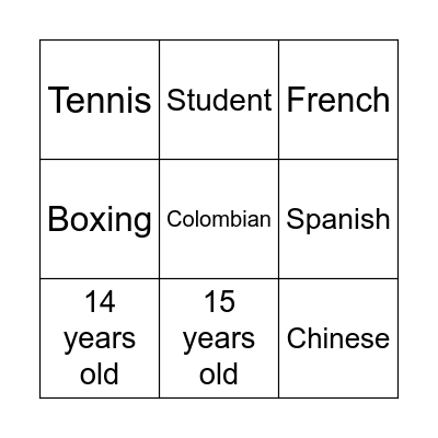 Bingo 1°2° Bingo Card