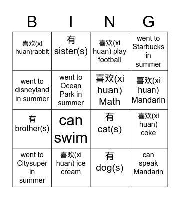 get to know classmates Bingo Card