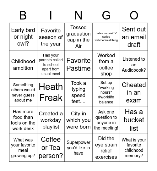 Let's have some fun! Bingo Card