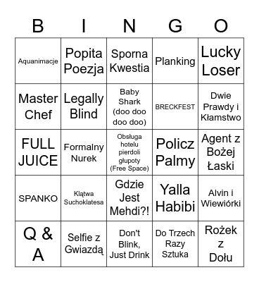TUNEZJA 2022 Bingo Card