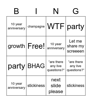 AG Bingo Card