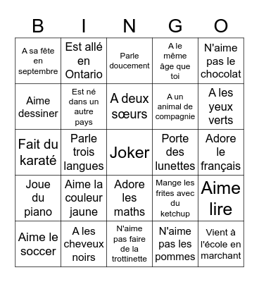 Rentrée 2022 Bingo Card
